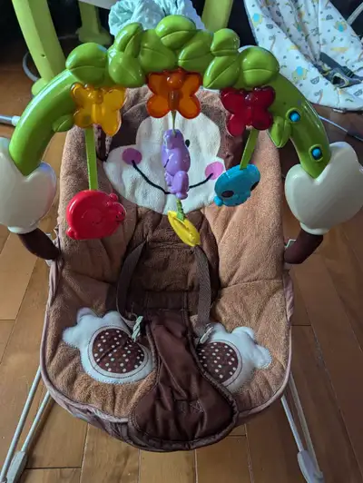 Vibrates to soothe and entertainment swing for grasping and hand movement great for little ones 2-4...