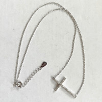 Sterling Silver and Crystal Cross Necklace