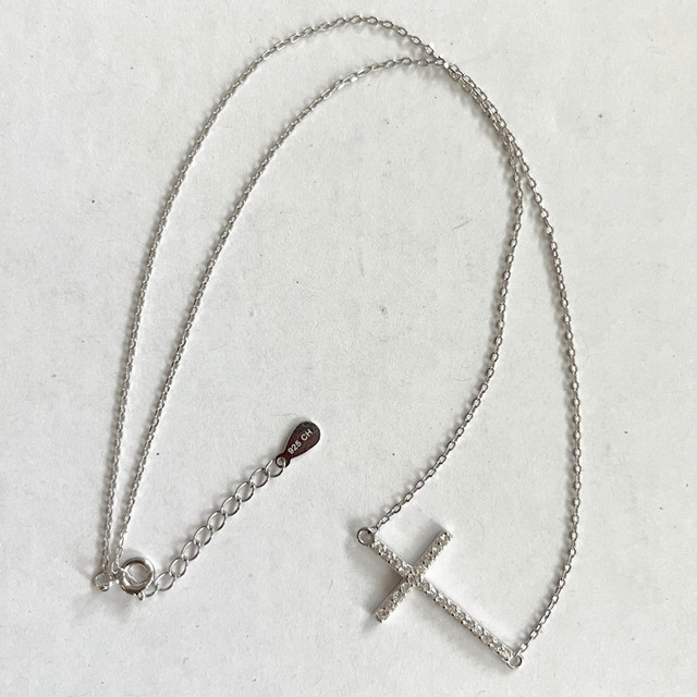 Sterling Silver and Crystal Cross Necklace in Jewellery & Watches in City of Toronto