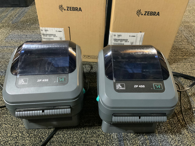 2 - Zebra ZP-450 DIRECT THERMAL PRINTERS (USB, ETHERNET & MORE) in Printers, Scanners & Fax in Oshawa / Durham Region