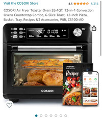 COSORI Air Fryer Toaster Oven 26.4QT, 12-in-1 Convection Ovens