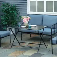 Foldable Outdoor Dining Table with Umbrella Hole