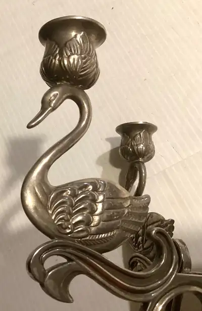 Vintage Silver Plated Swans Candelabra Centrepiece, View more
