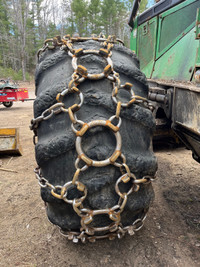 35.5x32 Skidder Tires w/ Chains and Rims