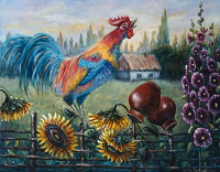 Painting "Ukrainian morning". Handmade,  canvas panel, oil