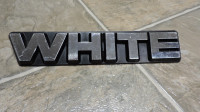 Vintage WHITE Truck Emblem Badge