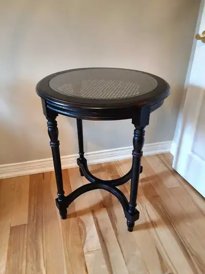 Wood/cane/glass Accent Table, View more