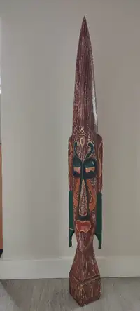 Tiki Style Wooden Handcrafted Ornament (38.5in Tall)