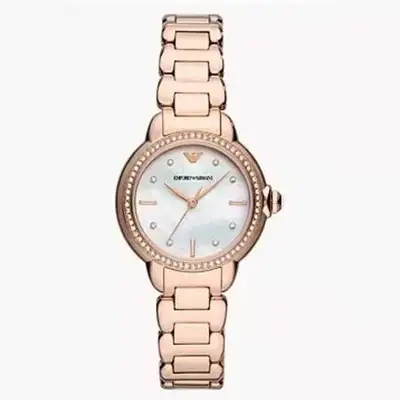 Check out this Emporio Armani women's watch, a stylish timepiece with a rose gold band and a chic mo...