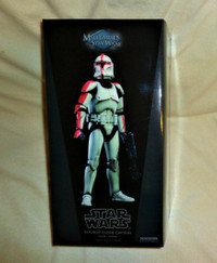 SIDESHOW Star Wars Clone Trooper Captain Red Phase 1     12" NEW