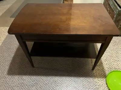 Mid-Century Modern Wooden Side / End Table with Drawer & Shelf, View more