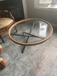 Structube Round wood edged coffee table