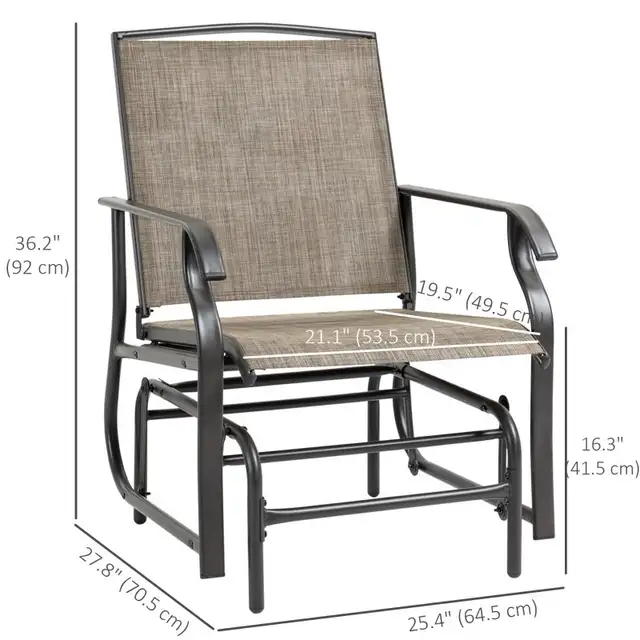 Outsunny 3pc Outdoor Glider Chairs one table Glider Rocking  in Patio & Garden Furniture in Markham / York Region - Image 7