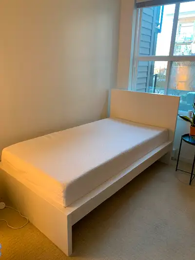 Hi, Items up for sale: 1. Ikea MALM twin bed white with Luroy slate base (2 months old). Original pr...