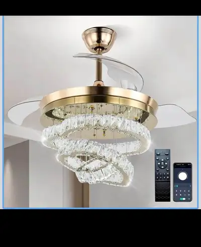 42″ Modern Crystal Chandelier Ceiling Fan LED Dimmable Fandelie, View more