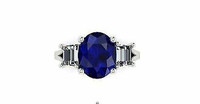 Ladies 14 karat white gold 4.95 cts Blue Sapphire and 2 Diamonds