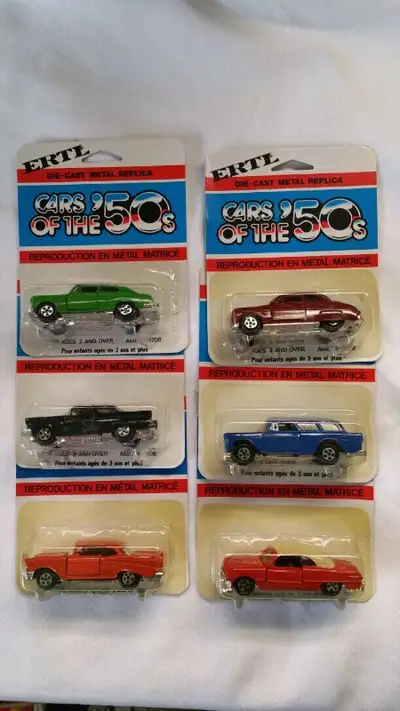 BOXES AND CARDS HAVE DISCOLORATION AND SHELF WARE HARD TO FIND SET OF 6 CARS FRENCH CANADIAN CARD 51...