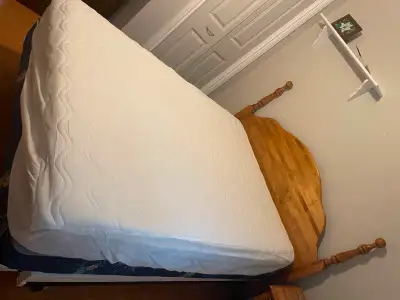 Double bed with mattress, box spring and headboard, View more