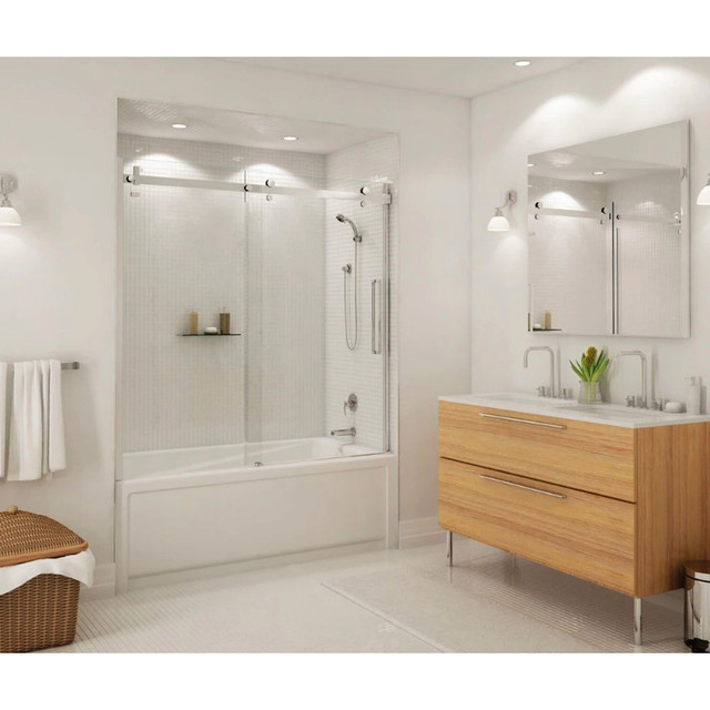 MAAX Halo 56.5 - 59W (Adjustable Width) x 59H Frameless Reversib in Plumbing, Sinks, Toilets & Showers in Calgary - Image 4
