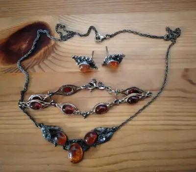 Beautiful vintage silver-amber set. Please check my other listings.