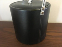 Vintage classic ICE BUCKET design brown faux LEATHER very nice!