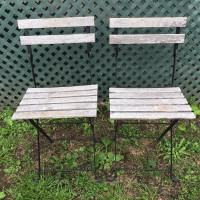 Set of 2 Iron Frame , teak wood seat chairs , foldable