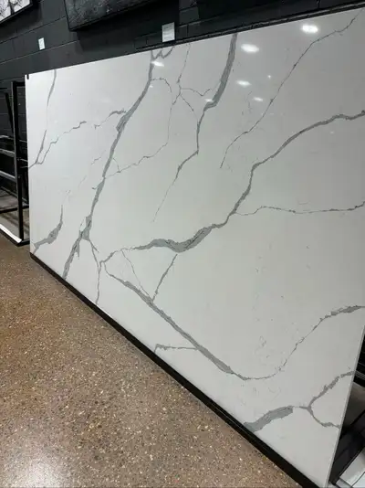 Upgrade your kitchen or bathroom with these premium, brand-new quartz countertop slabs, featuring st...