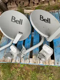 Box lot: satellite dishes, receivers, modems, etc.