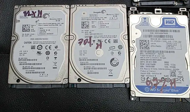 11  Laptops hard drives 2.5" /80GB/ 100% health in System Components in Hamilton - Image 4