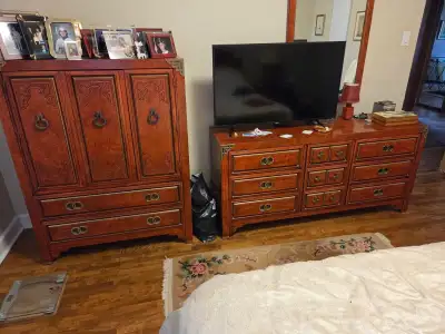 PRICE IS FOR EACH PIECE 1 HIGH DRESSER: 52" HIGH X 40" WIDE 1 LONG DRESSER: 30" HIGH X 64" L 2 NIGHT...