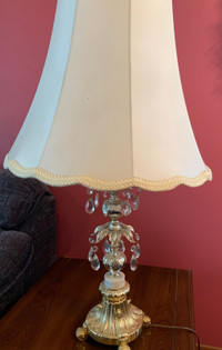 Set of 2 Table top lamps gold,crystal, marble base