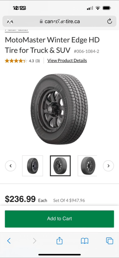 Set of 4 tires on rims. Used one season.