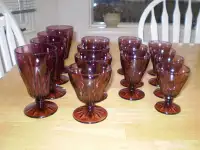 Vintage Hazel Atlas Moroccan Amethyst Glassware - Set of 15