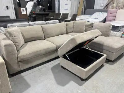 Demo!  Fabric Sectional with ottoman , View more