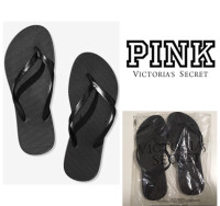 VICTORIA’S SECRET PINK - M 7/8 - NWT - BLACK FLIP FLOPS 