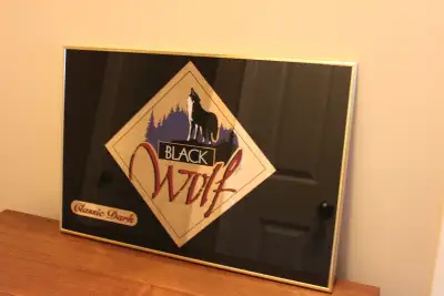 Vintage Rare Large Black Wolf Classic Dark Mirror pub man cave, View more