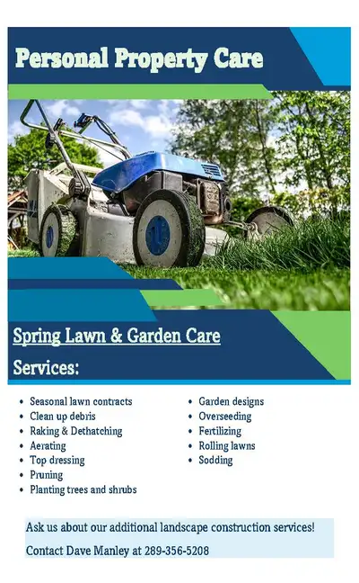 • Seasonal lawn contracts • Clean up debris • Raking & Dethatching • Aerating • Top dressing • Pruni...