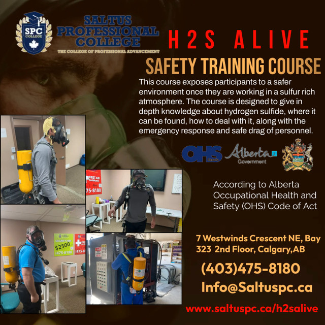 H2S Alive Certified Approved Safety Training in Classes & Lessons in Calgary
