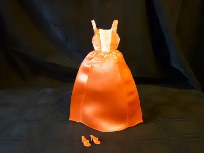 Vintage Barbie Fashion Coral Satin Long Dress, View more