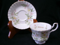 Rare Vintage Footed Royal Albert February “Wood Anemone” Cup & S