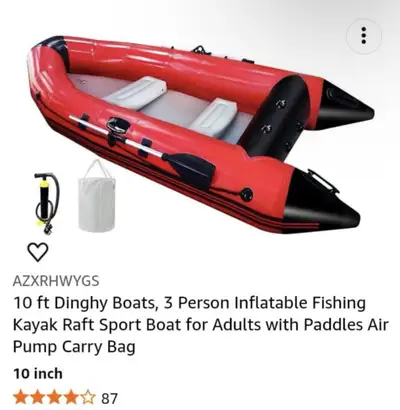 Selling my inflatable boat along with 6 separate items included in the package. Perfect for fishing,...