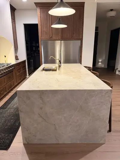 taj mahal quartz and quartzite , kitchen island and slabs, View more