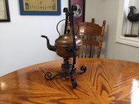 Antique Brass/Copper Teapot & Bunsen Burner & Tilt Stand $75