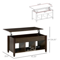 Lift Top Coffee Table with Hidden Storage Compartment 