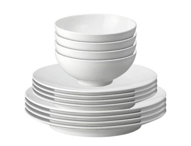 NEW DENBY 12-Piece Porcelain Dinnerware Set - CLASSIC WHITE in Kitchen & Dining Wares in Calgary - Image 2