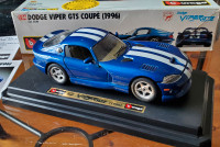 Burago Dodge Viper GTS Coupe (1996) Blue Diecast 1:24 Model Car