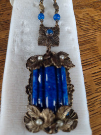 Lapis Lazuli Crystal necklace and brooch