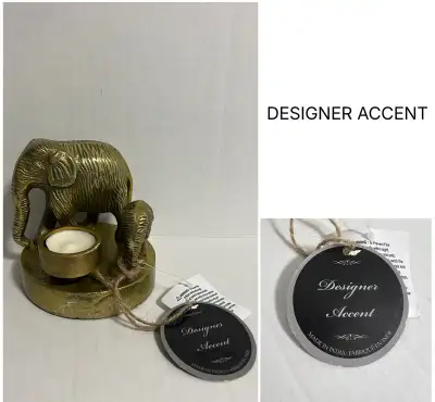 DESIGNER ACCENT - NWT - METAL ELEPHANT TEA LIGHT CANDLE HOLDER, View more