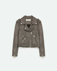 Zara Suede Leather Biker Jacket