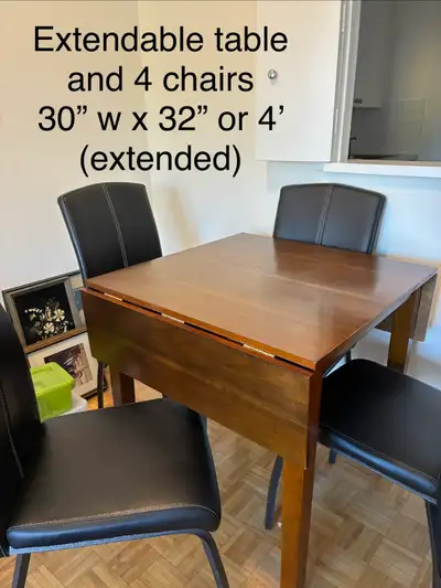 Extendable Dining Table and 4 Chairs, View more